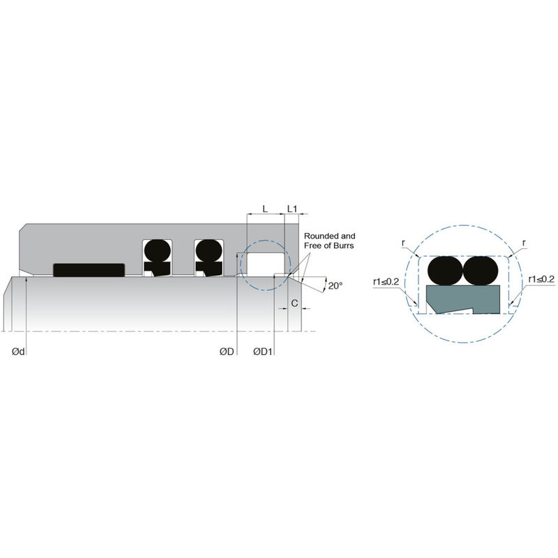 KL103 Tipologie di sigillo per asciugamani in PTFE Basso attrito per cilindri pneumatici