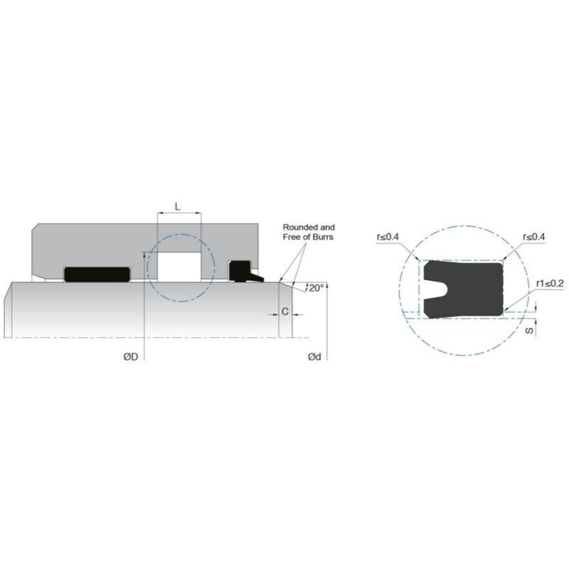 KL15 Single Acting HNBR Rod Seal Hydraulic per cilindri da medio a pesante carico