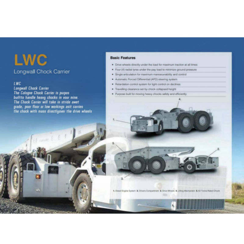 55/70T LWC Longwall Chock Carrier 10 Km/Hr 20 Km/Hr Per le operazioni sotterranee nelle miniere di carbone