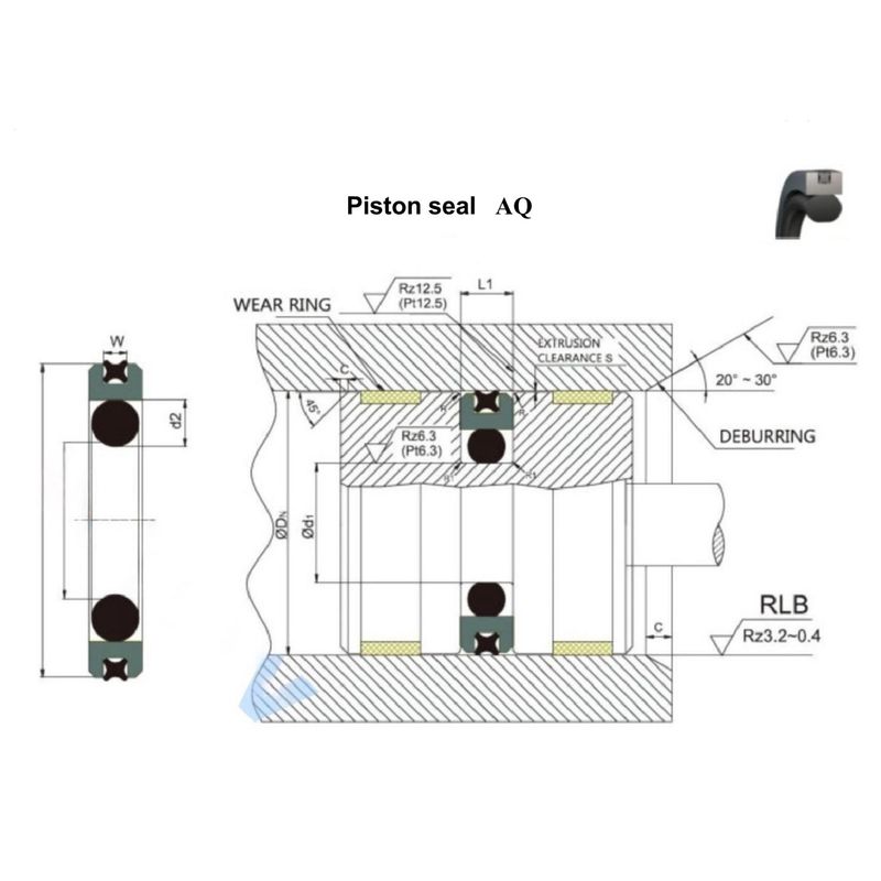 PTFE / NBR Kit di sigillo bidirezionale del pistone per gli accumulatori del pistone, i cilindri di supporto e i cilindri di posizionamento